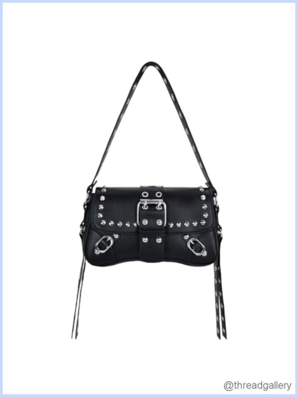 Studded Rivet Punk Shoulder Bag PU Leather Hobo Y2K Small Clutch Purse